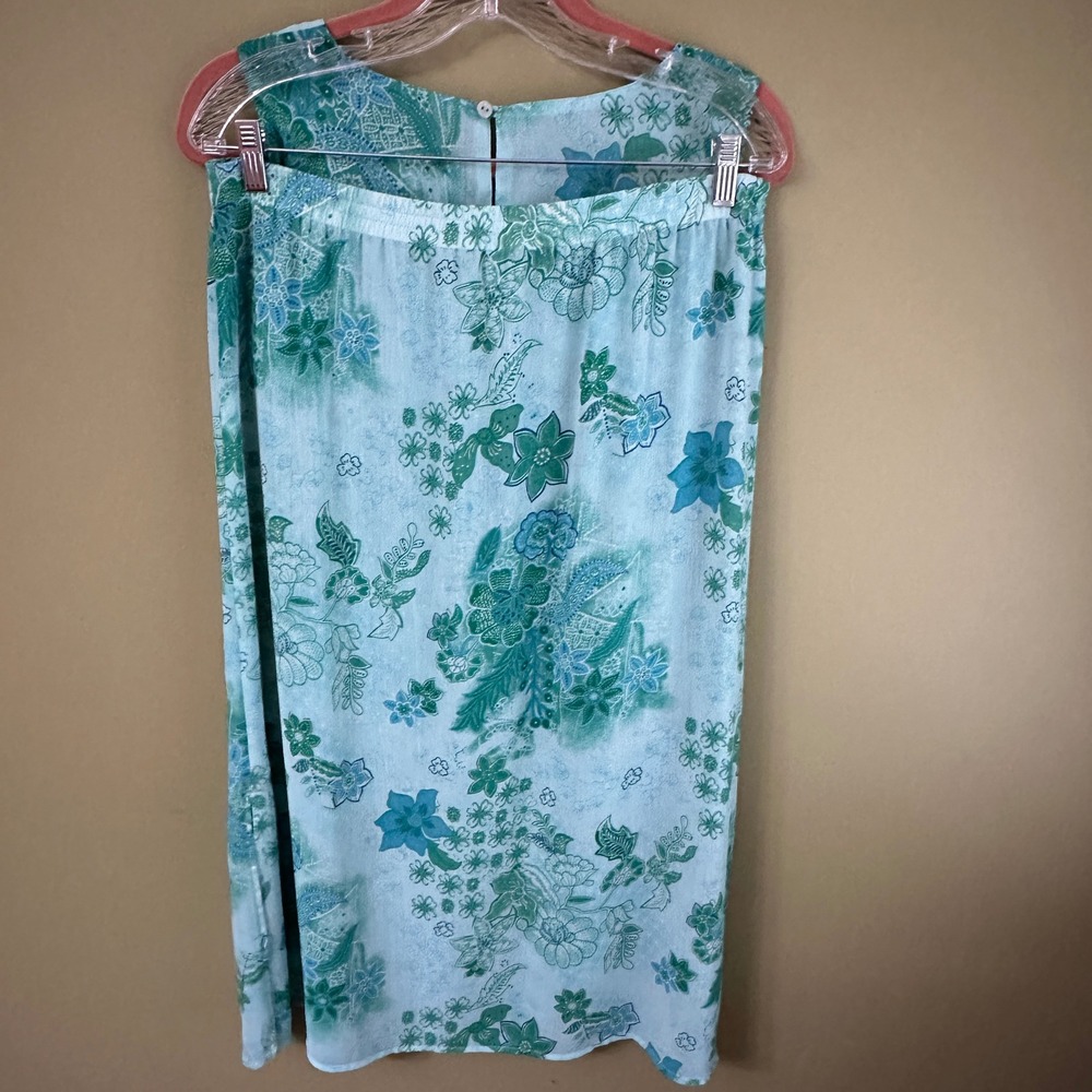 Pendleton Petite M Maxi Skirt Set Floral Two Piece Sleeveless Top Green Blue‎ - Picture 6 of 13